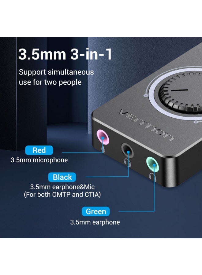 VENTION USB 2.0 External Stereo Sound Adapter with Volume Control 0.5M Black ABS Type Model # CDRBD - Image 4