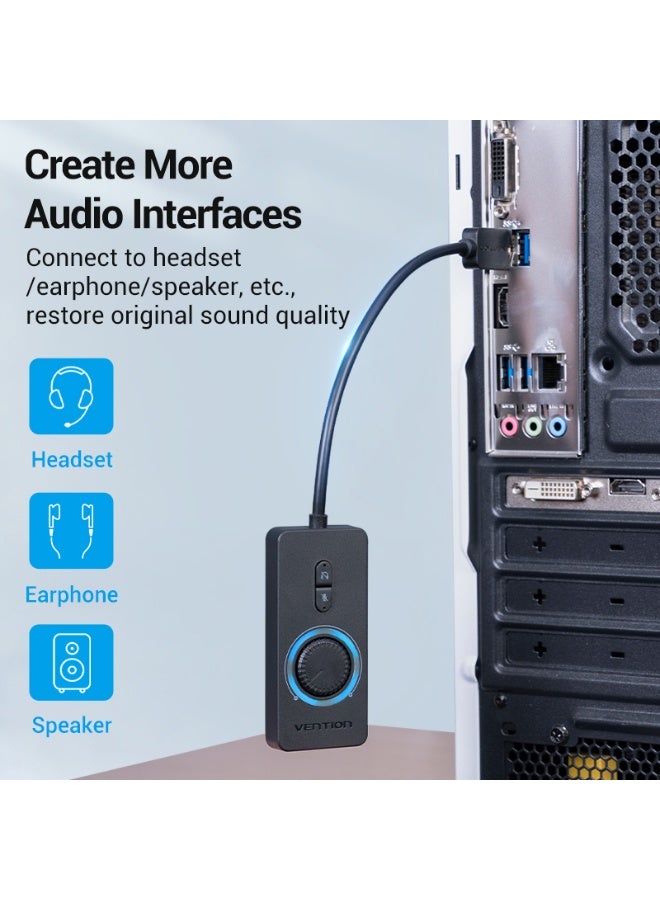 VENTION USB 2.0 External Stereo Sound Adapter with Volume Control 0.5M Black ABS Type Model # CDRBD - Image 5