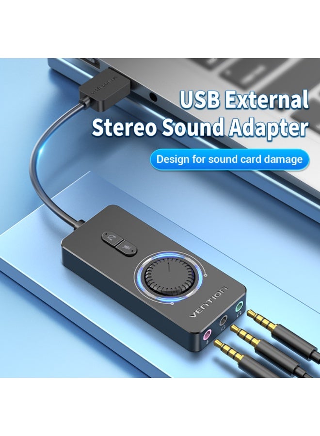 VENTION USB 2.0 External Stereo Sound Adapter with Volume Control 0.5M Black ABS Type Model # CDRBD - Image 2