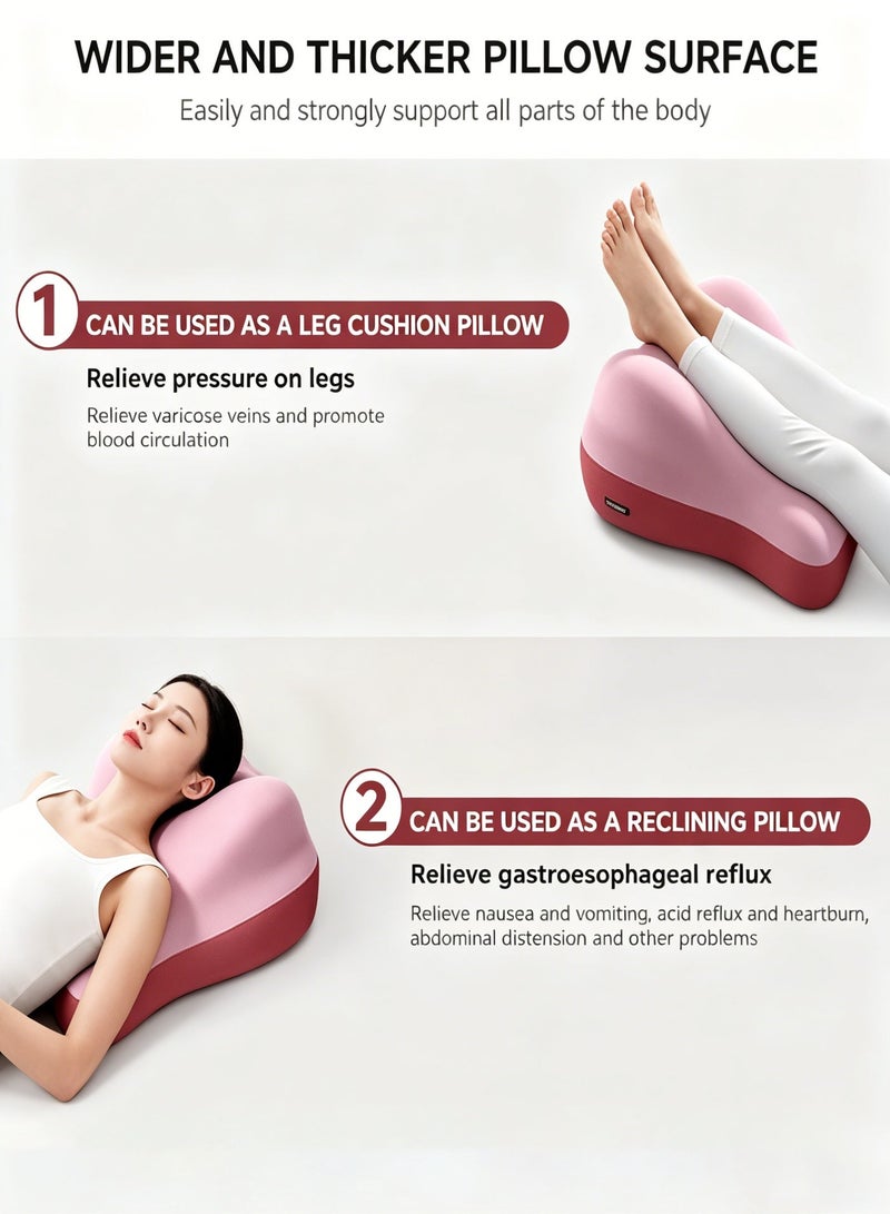 Bukela Wedge Pillow for Back Hip & Pregnancy Support Ergonomic Cushion for Adult Sitting Lying or Sleeping Low-Profile Design (Pink) - Image 4