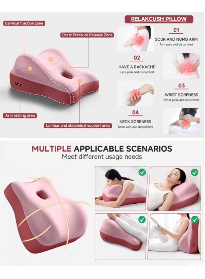 Bukela Wedge Pillow for Back Hip & Pregnancy Support Ergonomic Cushion for Adult Sitting Lying or Sleeping Low-Profile Design (Pink) - Image 2