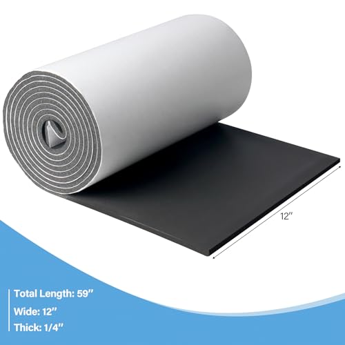 Storystore ألواح عزل الفوم من ستورايستور مع لاصق، بسماكة 1/4'' وعرض 12'' وطول 59''، رول مطاط نيونبرين كبير متعدد الوظائف عازل للصوت، أسود - Image 2