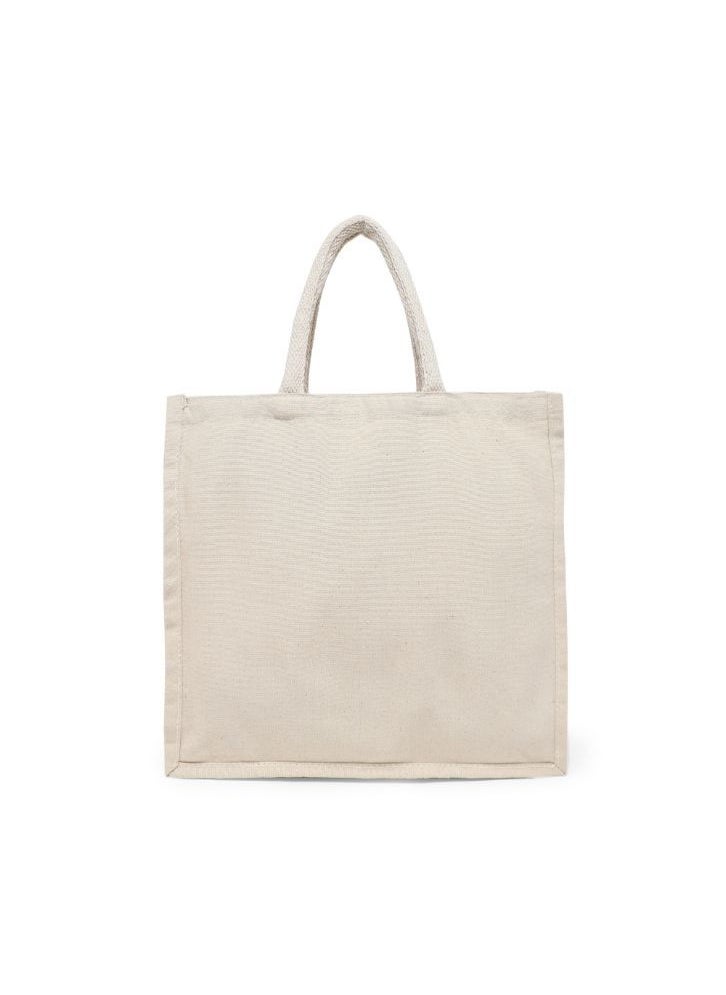 BYFT Canvas 8 Oz Tote Bags with Gusset (Natural) Reusable Eco Friendly Shopping Bag (33.02 x 10.16 x 33.02 Cm) Set of 1 Pc  - Image 1