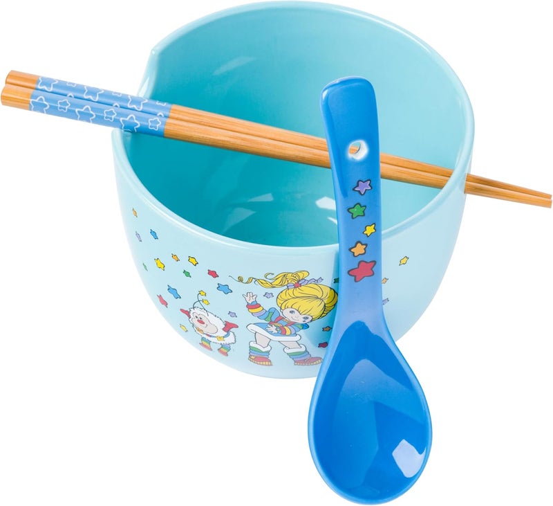 Silver Buffalo Rainbow Brite and Twink Ceramic Ramen Noodle Rice Bowl with Chopsticks and Spoon Microwave Safe 20 Ounces - Image 2