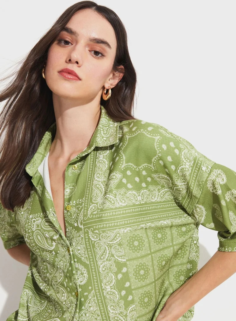 JUNE Paisley Patterned Shirt and Trousers Set