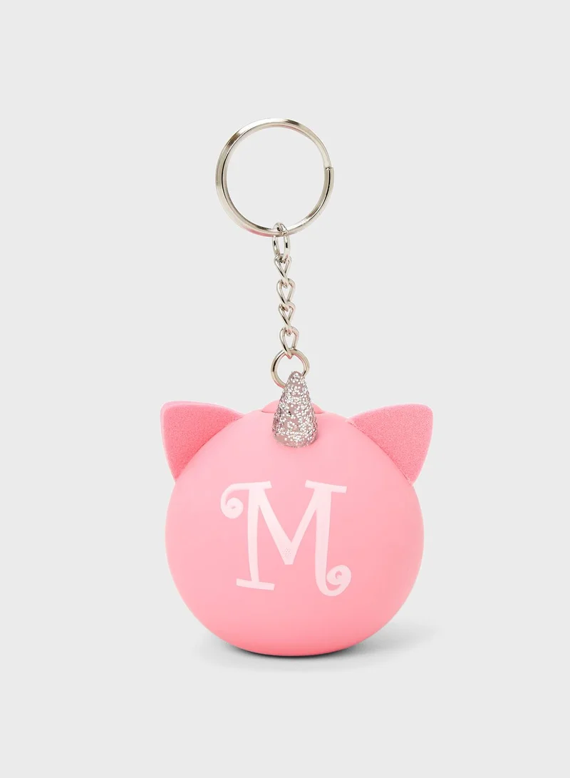 Claires Pink Initials M Keychain