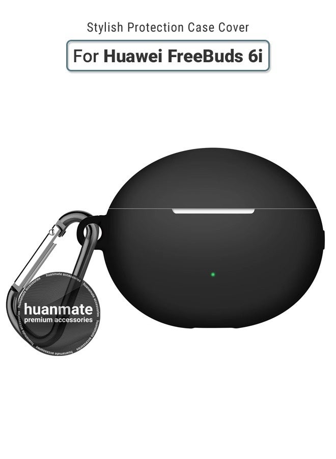 NIBEMINENT Huawei FreeBuds 6i Silicone Case Cover - Black - Made with Soft Silicone, Lightweight & Durable - Stylish Design, Accurate Cut-outs, Easy Installation & Removal  - Image 1