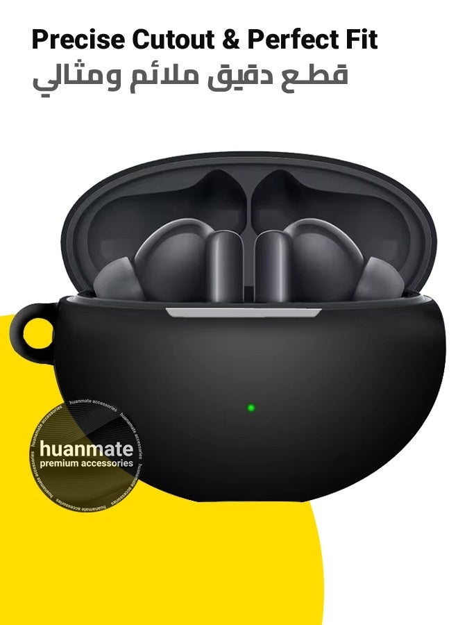 NIBEMINENT Huawei FreeBuds 6i Silicone Case Cover - Black - Made with Soft Silicone, Lightweight & Durable - Stylish Design, Accurate Cut-outs, Easy Installation & Removal  - Image 2