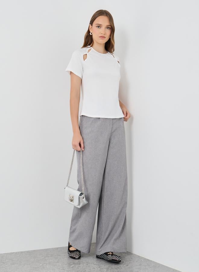 Take Two Solid Round Neck T-Shirt with Cut-Out Detail - Image 2