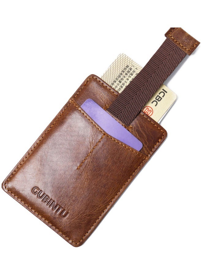 NIBEMINENT Leather Creative Pull-Out Ultra Thin Card Cover Brown  - Image 4
