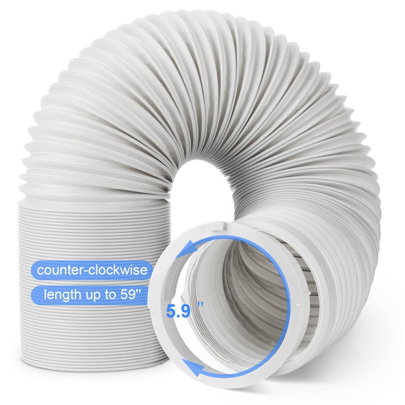 Portable Air Conditioner Hose Kit 59 Dia 59 Length AC Hose with Adapter Flexible Exhaust Hose and AC Unit Tube Connector for Portable Air Conditioner Vent AA06