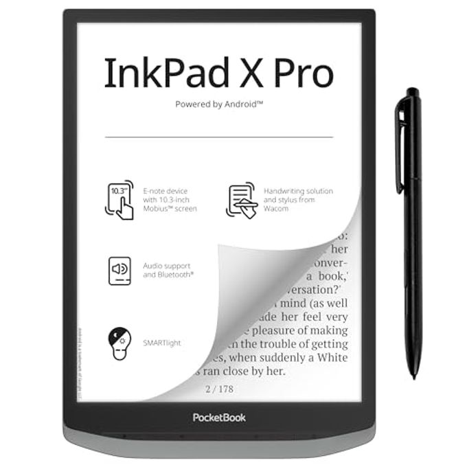 PocketBook Inkpad X Pro E-Reader & E-Note | E-Ink Notepad | Handwriting-Feature & Pen | Glare-Free 10.3'' Mobius Screen | Powered By Android | Smartlight | Audio& E-Book Reader | Bluetooth & Wifi - Image 4