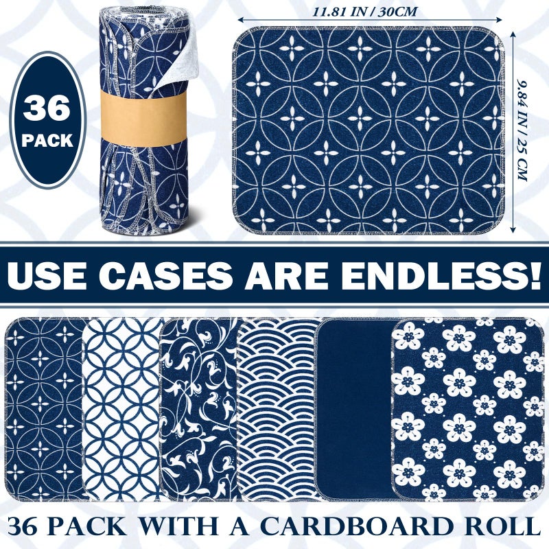 Noveread 36 Pack Japanese Reusable Cleaning Cloths Washable Cotton Kitchen Towels for Home (Blue) - Image 5