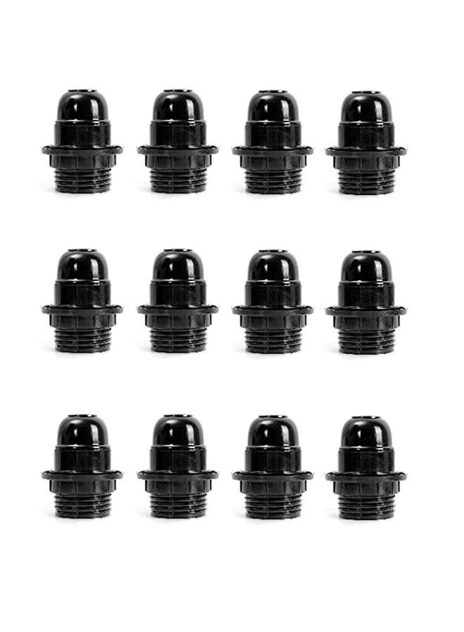 LOGRO Pack of 12pc Screw Type Holder, E27 Black Ring Type for Table Lamps Lights - Image 1