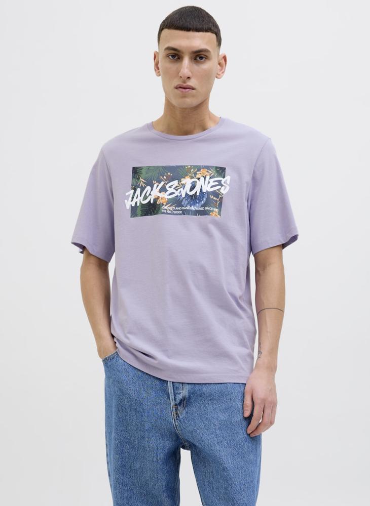 JACK & JONES Jjhawaii Hawaii Graphic Print Crew Neck T-Shirt  - Image 1