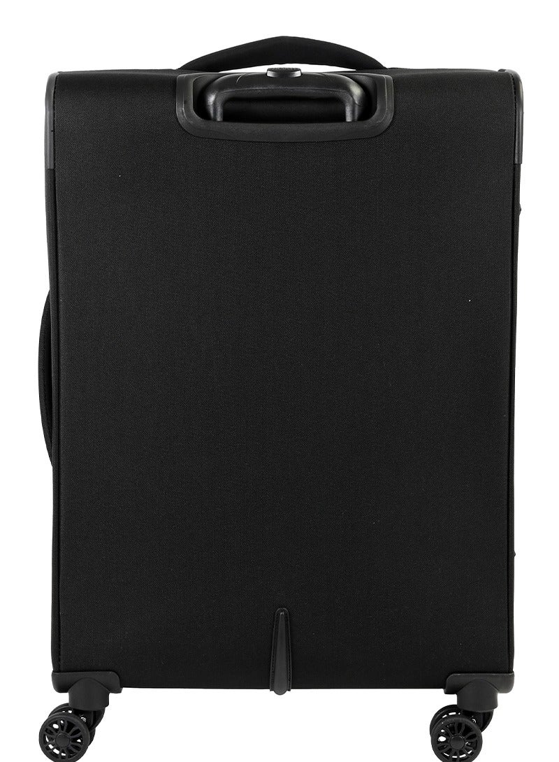 AMERICAN TOURISTER Marina Suitcase, Check-In Size 70 cm / 26 inch, 4 Spinner Wheels, Soft Top, 100% Polyester, Black|Inner Mesh Zippered Pocket|Expandable|TSA Lock|Voluminous Front Pocket - 3 Years International Warranty - Image 5