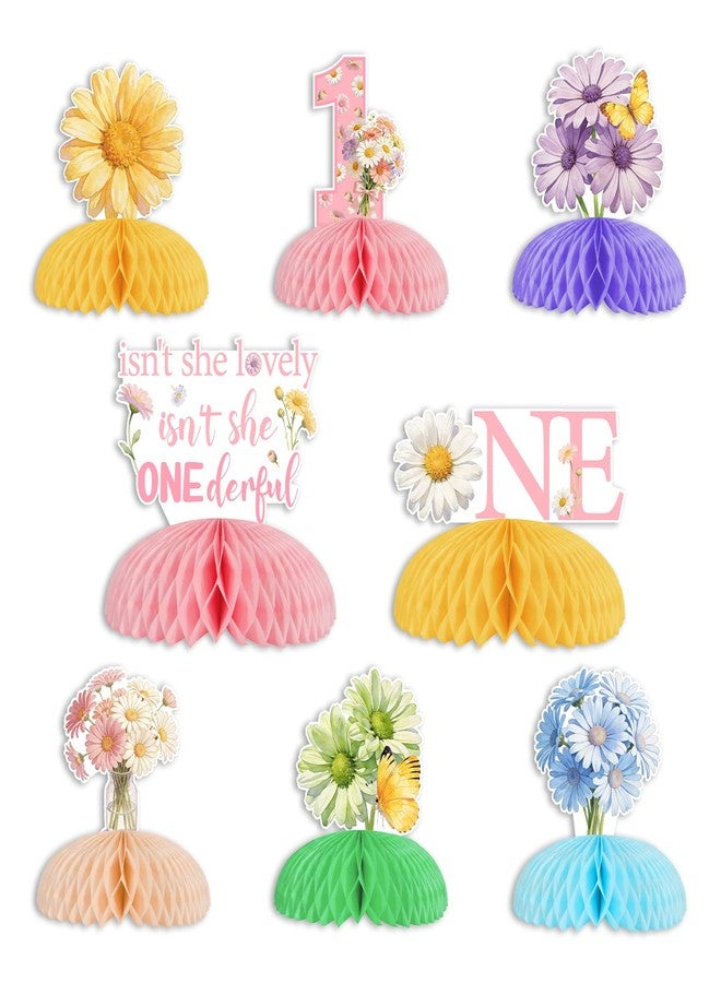 Balterever Isn’t She Lovely Isn’t She Onederful Daisy 1st Birthday Honeycomb Centerpieces for Baby Girl First Birthday Table Décor Floral Theme Spring Party Supplies - Image 1