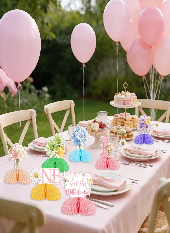 Balterever Isn’t She Lovely Isn’t She Onederful Daisy 1st Birthday Honeycomb Centerpieces for Baby Girl First Birthday Table Décor Floral Theme Spring Party Supplies - Image 2