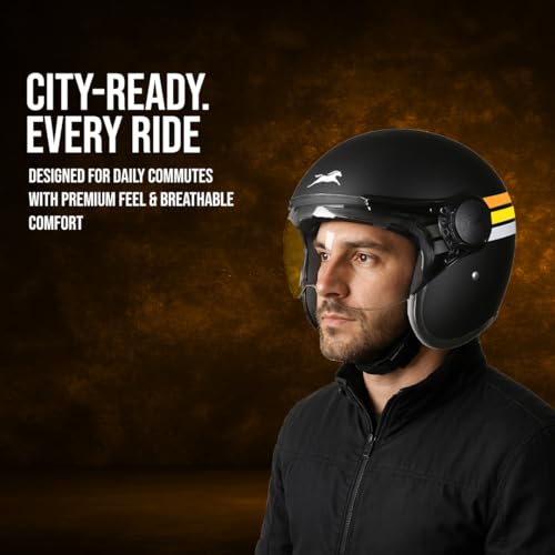 TVS Cruisetown Open Face Helmet � Half Face Helmet for Riders | ISI & DOT Certified | Premium Protection for Men & Women | Comfortable, Durable & Lightweight Design with Visor(Black V2/M) - Image 2
