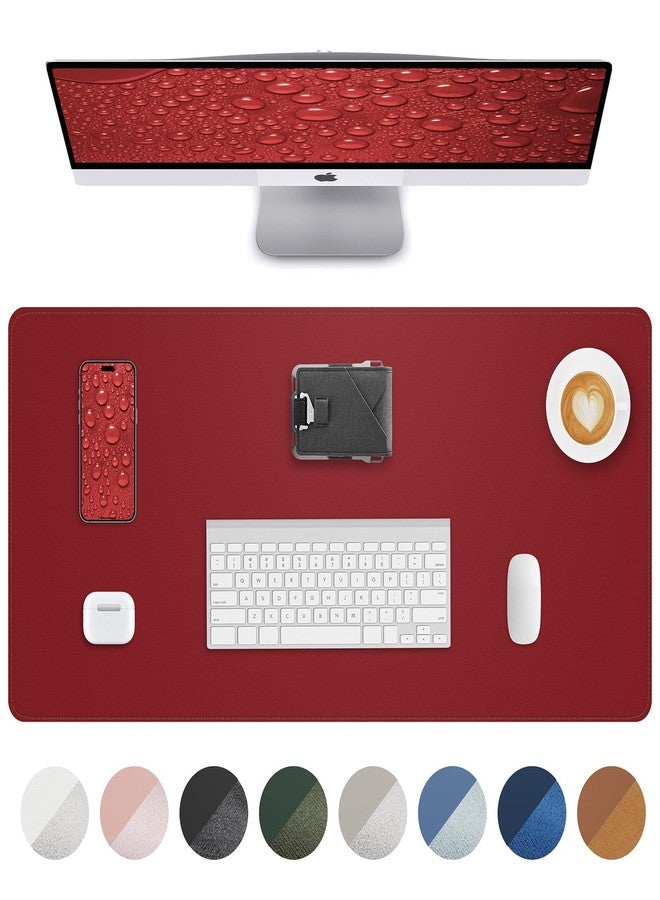AFIING Leather Desk Pad Protector,Desk Mat,Large Mouse Pad, Non-Slip Desk Pad, Waterproof PU Leather Desk Blotter Mat, Desk Cover for Office and Home (Red, 36" x 17") - Image 1