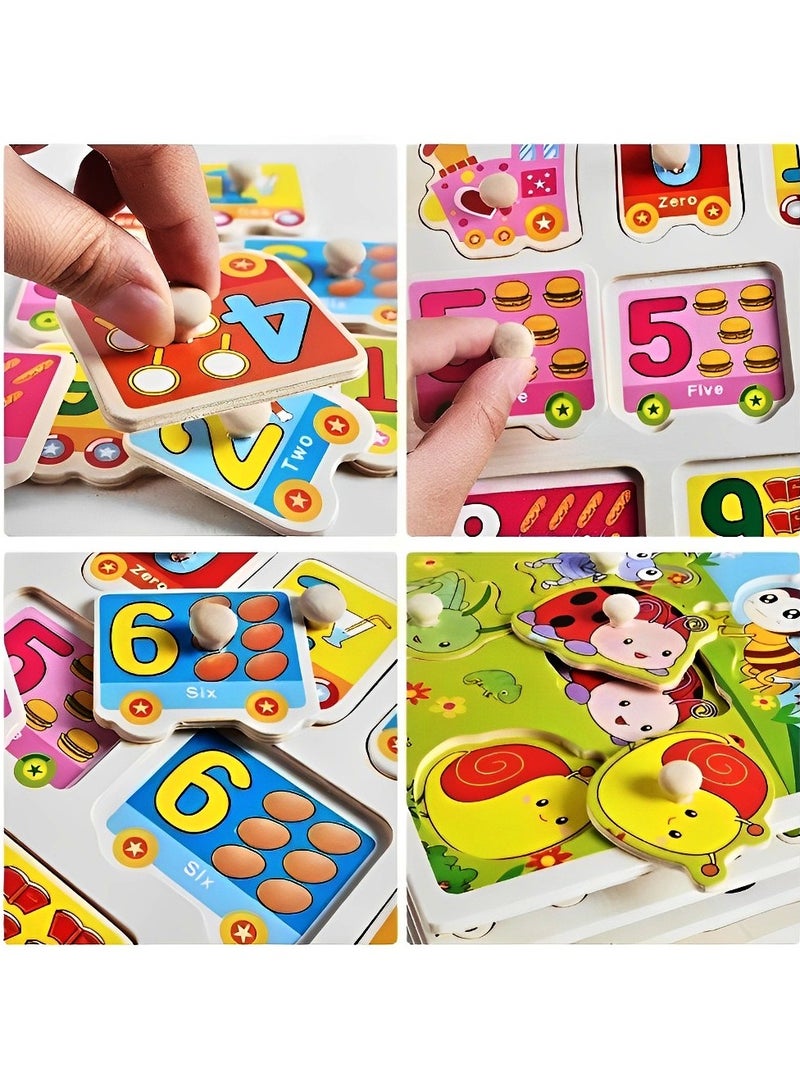 Pairing Maze & Assemble Wooden Puzzles for Toddlers, Jigsaw Shape Matching, Teacher Parents Early Learning Support Tools, Montessori Motor Skill Development Toys (Arabic Numbers Pattern) - Image 3