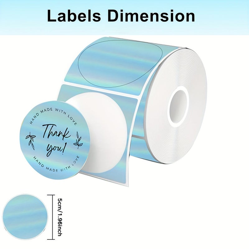 Green Round Hologram Glitter Thermal Label Stickers 50x50mm Printable Compatible - Image 2