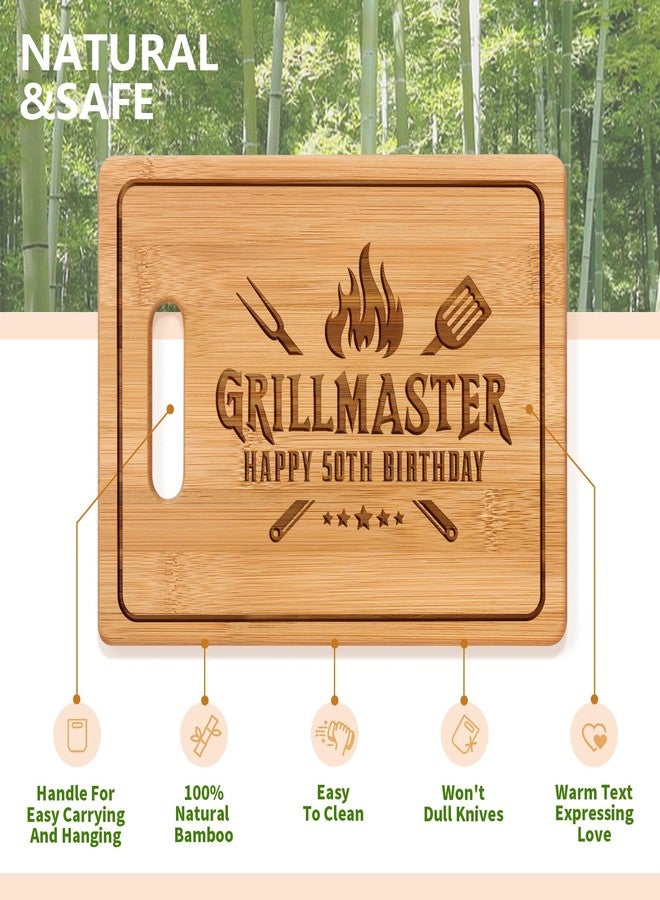 Pandasch 50th Birthday Gifts for Him, 11x8.5 Inch Engraved Bamboo Cutting Board -Grillmaster, 50 Year Old Gifts Ideas for Men Dad Friend Coworker Boss, Funny 50th Birthday Present for Husband Family - Image 5