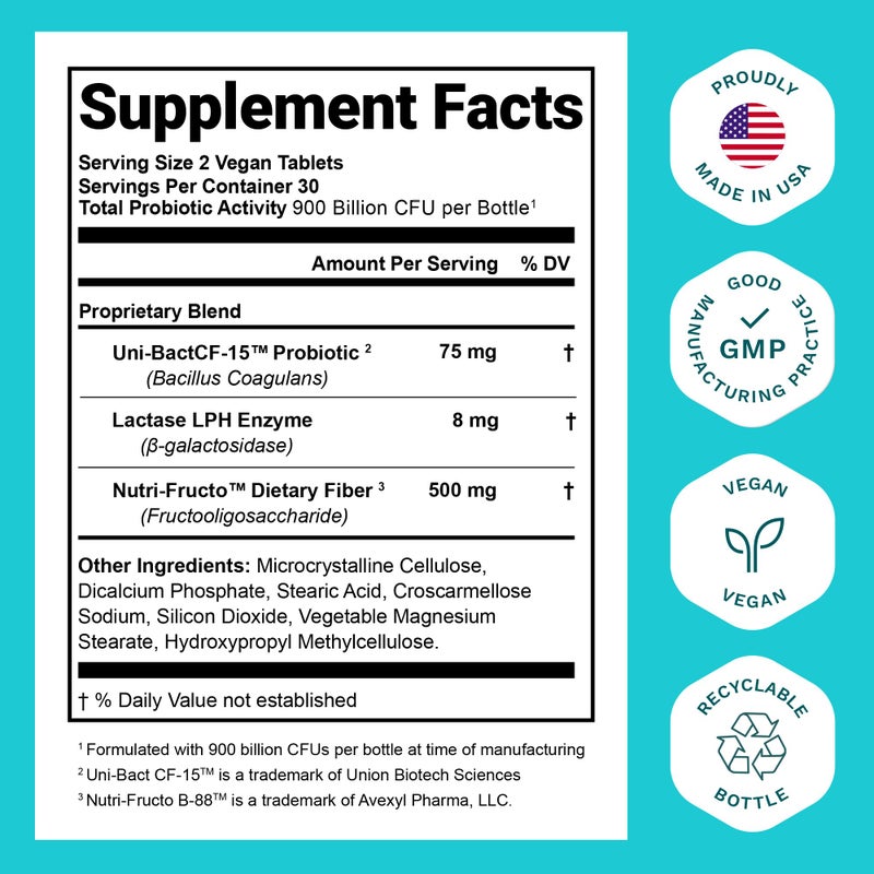 Nutrition Essentials Probiotics for Women and Men - with Lactase Enzyme and Prebiotic Fiber for Digestive Health - 80%+ More Potent Supplement for Gut Health Support - Vegan Raw Probiotic Formula, Made in The USA - Image 2