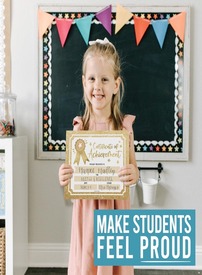 Hadley Designs Classroom Award Certificates for Students -25 Certificate of Achievement Awards, Gold Star Certificate Paper, Preschool Graduation Certificates for Kids, Kindergarten Diploma, Star Student Honor Roll - Image 3