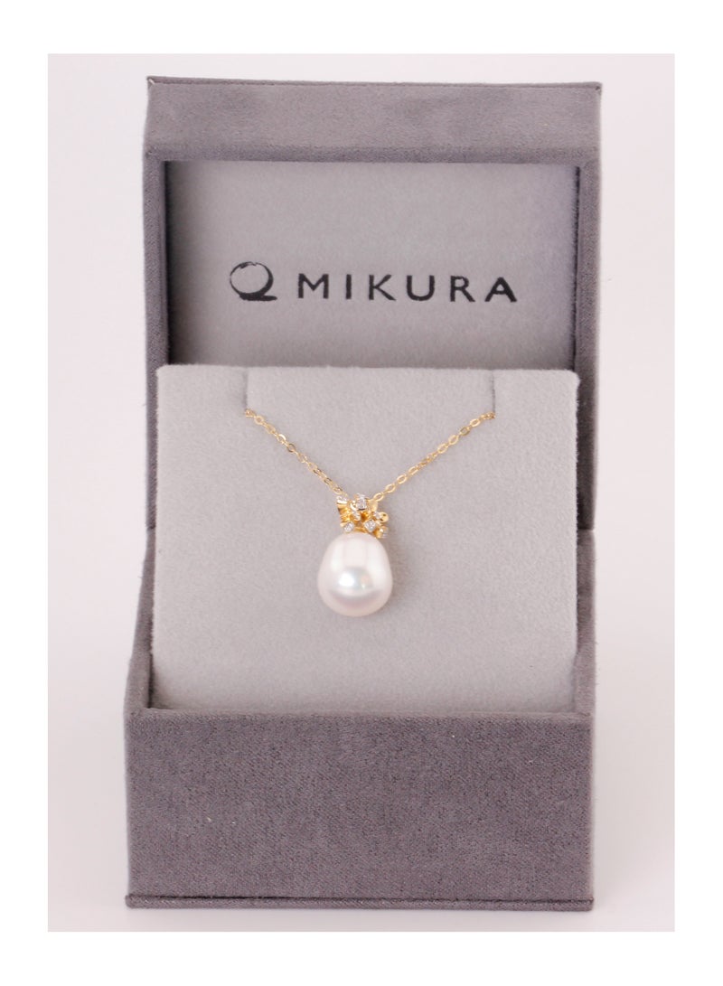 MIKURA Pendant, Freshwater Pearls, A Quality, White Color, 11.5-11.0MM, 18KY, 11D-0.04CT  - Image 3