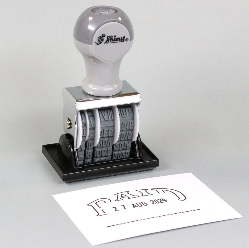 Shiny Dater Rubber Stamp with "PAID" message and Signature place by Shiny S-68 - Image 2