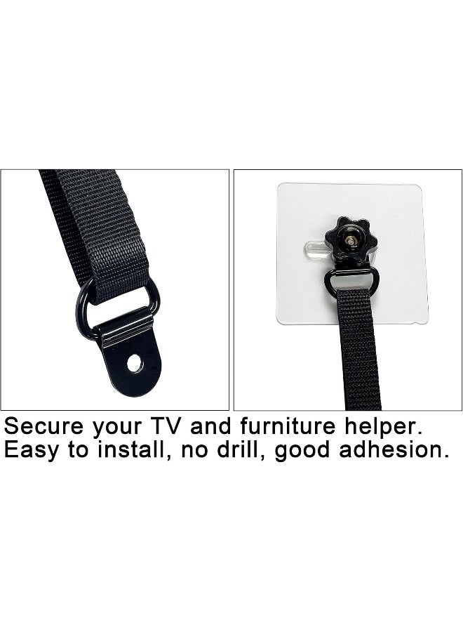 xicveiuz 3 Pack No-Drill Flat Screen TV Safety Straps, Adjustable Anti-Tip Furniture Anchor Kit for Baby Proofing - Image 5