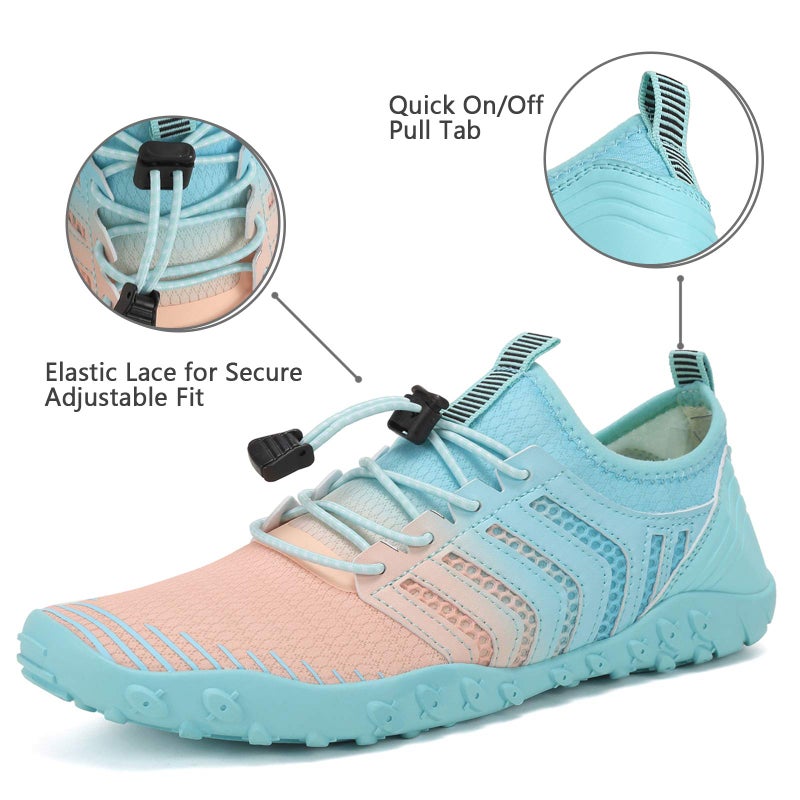 WateLves Water Shoes Mens Womens Beach Swim Shoes Quick-Dry Aqua Socks Pool Shoes for Surf Yoga Water Aerobics (Gradient Pink Blue, 40) - Image 5