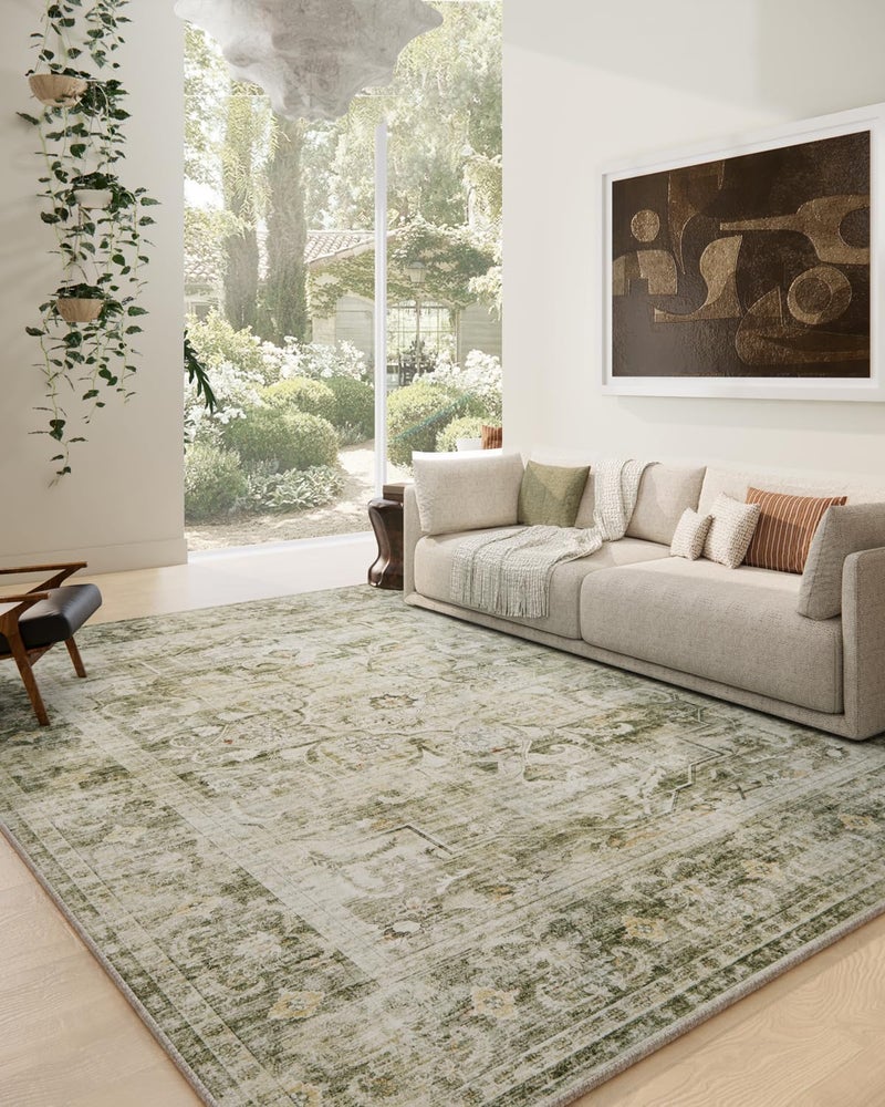 palohom سجاد قابل للغسل بحجم 8x10 لغرفة المعيشة: سجادة كبيرة لغرفة النوم غير قابلة للانزلاق، منخفضة الوبر، ناعمة من الفرو الصناعي، لا تتساقط، سجادة عتيقة بأسلوب بوهيمي لغرفة الطعام والمطبخ و nursery تحت الطاولة لمنزل المزرعة ومكتب المنزل - Image 1