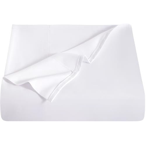 NTBAY NTBAY Queen Flat Sheet Only  Brushed Microfiber Flat Sheet  Soft WrinkleFree FadeResistant StainResistant Top Sheet Hotel Quality Flat Bed Sheet White 