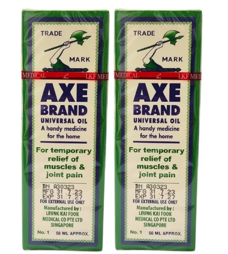 Axe 2-Piece Universal Oil For Temporary Relief of Muscles & Joint Pain 2X56ml