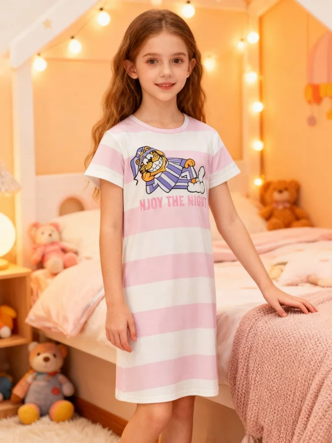 Take Two  Girls Graphic Print Striped Nightdress for Women | Best Price UAE