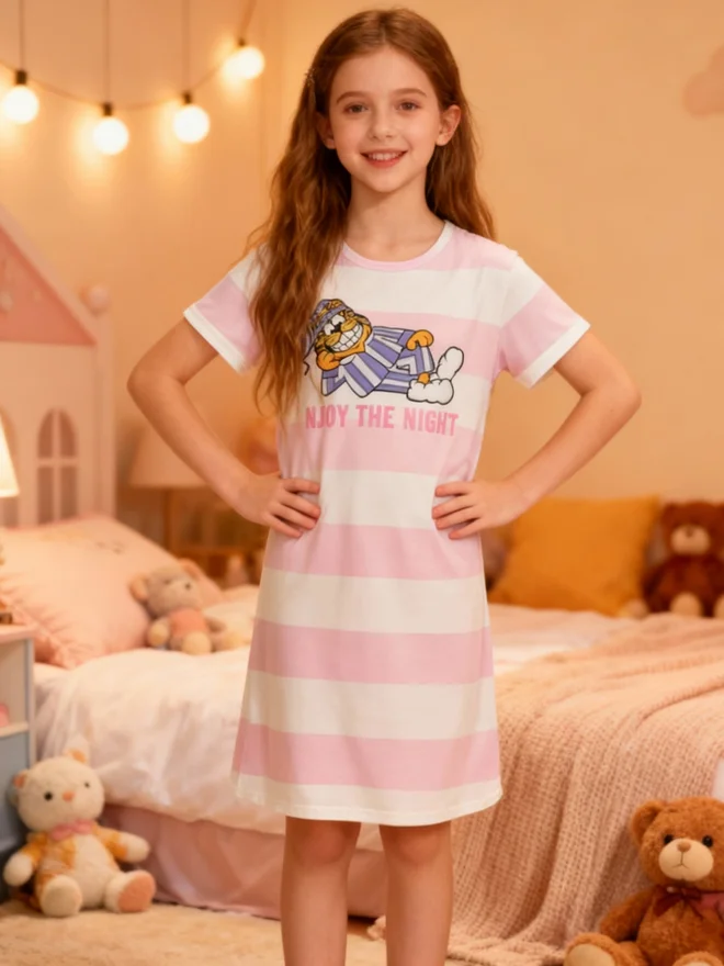 Take Two  Girls Graphic Print Striped Nightdress for Women | Best Price UAE