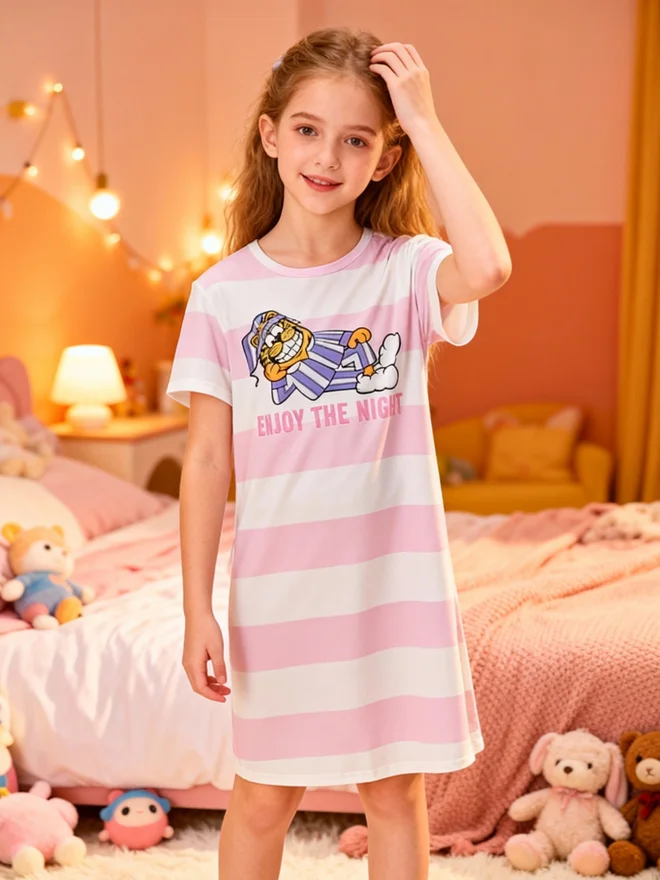 Take Two  Girls Graphic Print Striped Nightdress for Women | Best Price UAE