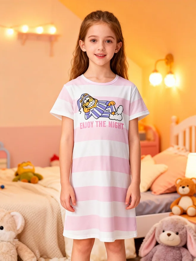 Take Two  Girls Graphic Print Striped Nightdress for Women | Best Price UAE