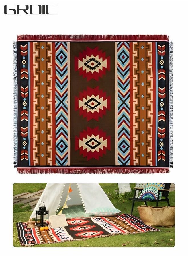 GROIC Beach Blanket ,Multi Use Outdoor Camping Mat, Picnic Blanket, Exercise Stretching Mat,Boho-Chic Windproof Blanket,Camping Supplies  - Image 1