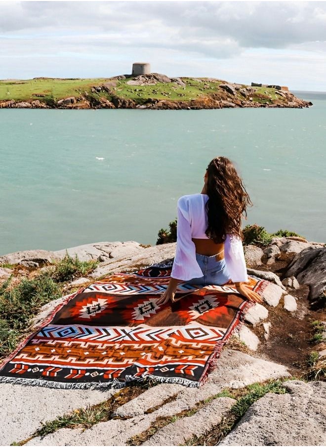 GROIC - Beach Blanket ,Multi Use Outdoor Camping Mat, Picnic Blanket, Exercise Stretching Mat,Boho-Chic Windproof Blanket,Camping Supplies - Image 1
