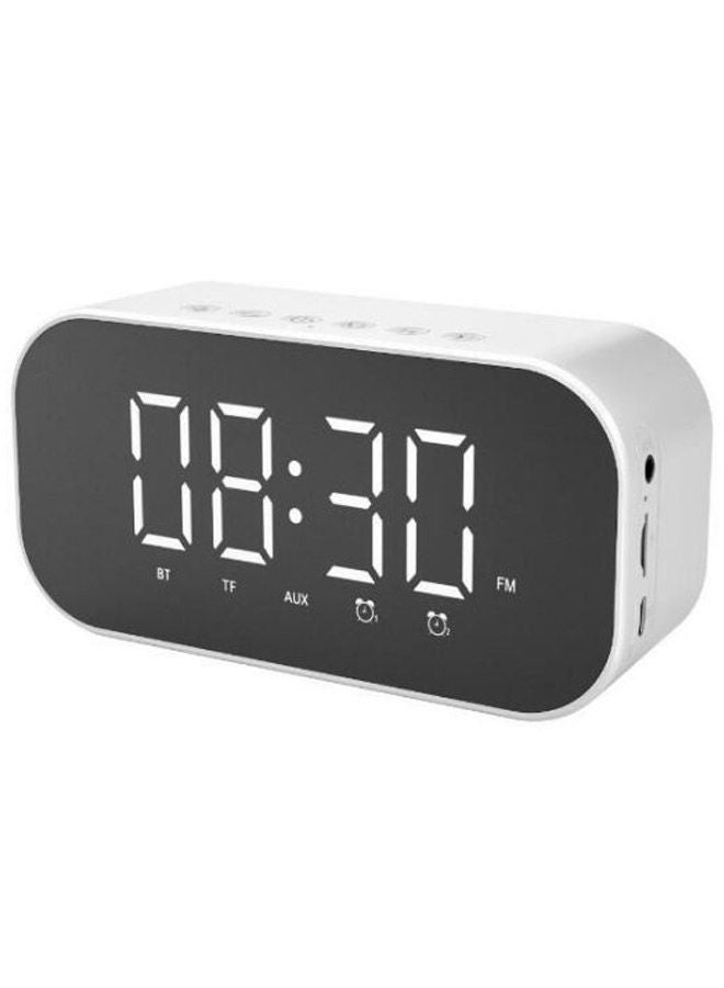 NIBEMINENT Alarm Clock Bluetooth Wireless Speaker White/Black 