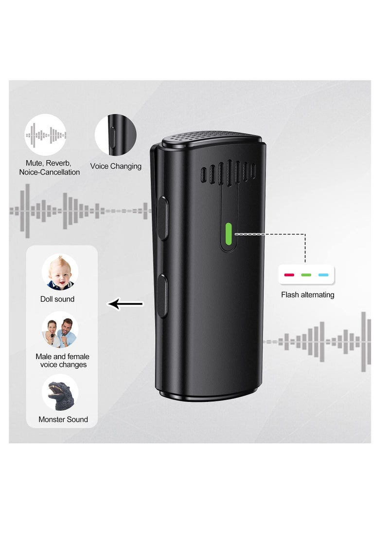 Excefore - Wireless Lavalier Microphone, Mini Microphone with Noise Cancellation Voice Changing, Lavalier Microphone with Charging Case for iPhone, 8H Battery Life, Black - Image 1