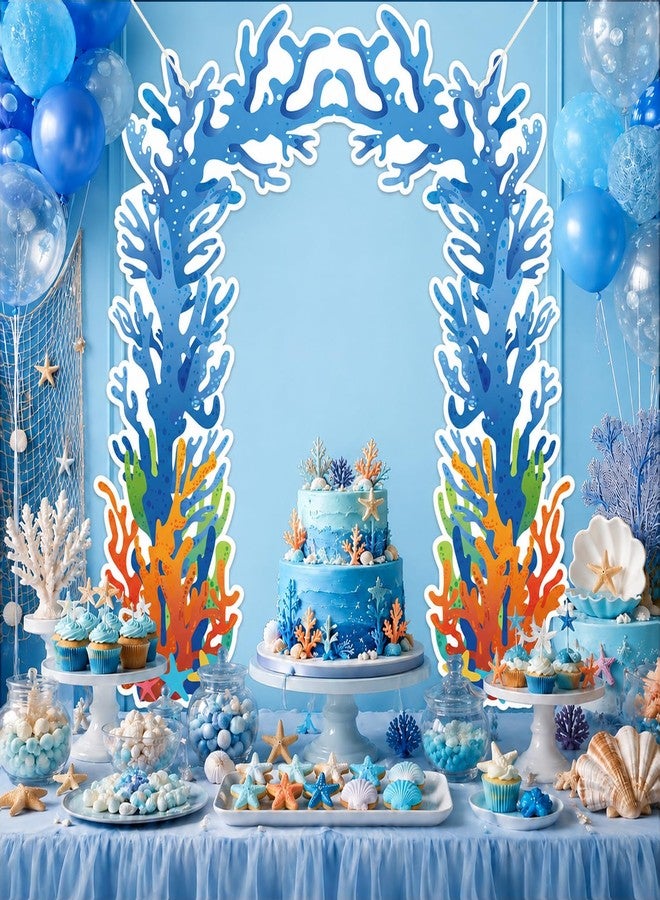 Oitnlaughter Under The Sea Party Door Banner Ocean Themed Party Decorations Mermaid Birthday Coral Hanging Backdrop Summer Ocean Porch Decor for Beach Pool Baby Shower Front Door Photo Booth Supplies - Image 5