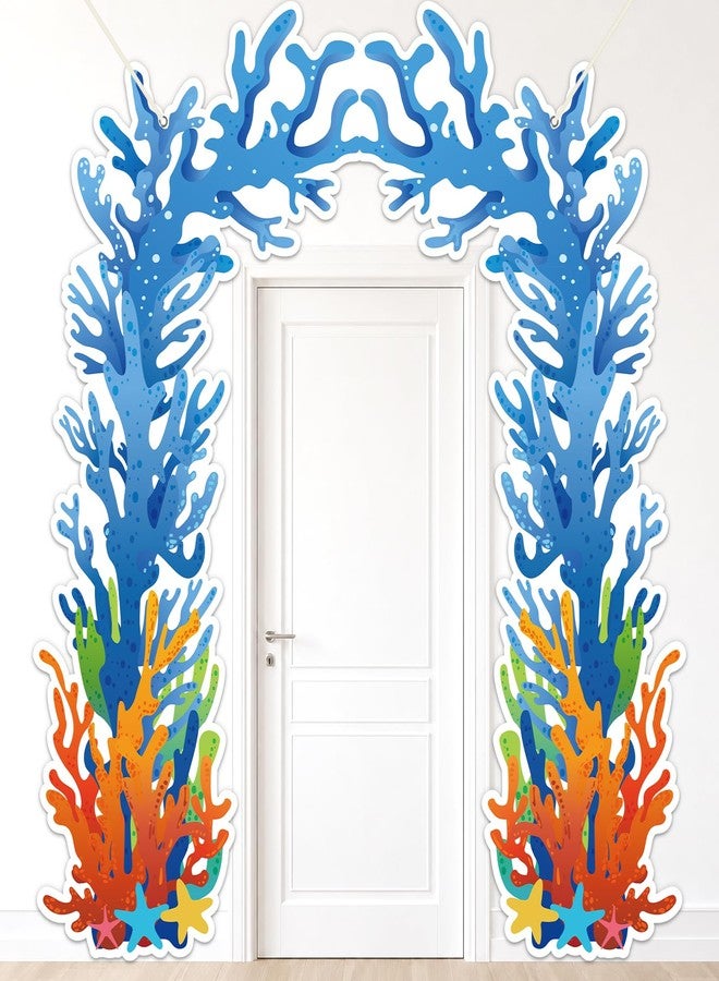 Oitnlaughter Under The Sea Party Door Banner Ocean Themed Party Decorations Mermaid Birthday Coral Hanging Backdrop Summer Ocean Porch Decor for Beach Pool Baby Shower Front Door Photo Booth Supplies - Image 1