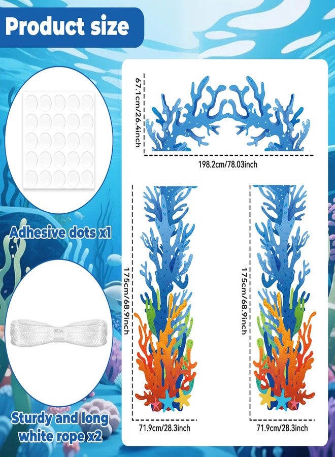 Oitnlaughter Under The Sea Party Door Banner Ocean Themed Party Decorations Mermaid Birthday Coral Hanging Backdrop Summer Ocean Porch Decor for Beach Pool Baby Shower Front Door Photo Booth Supplies - Image 2