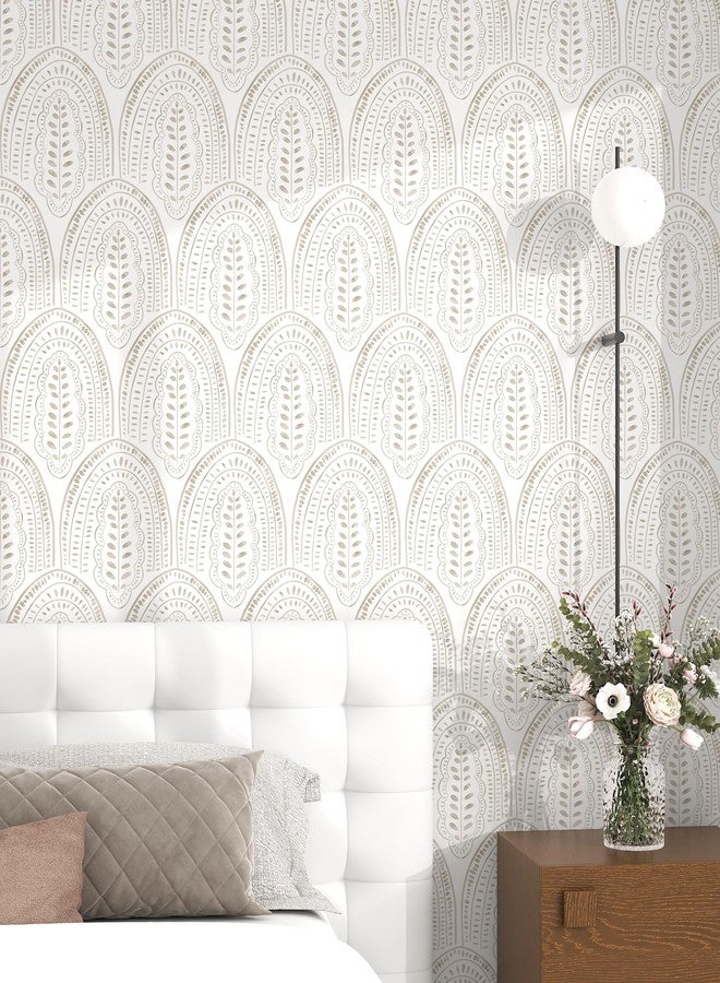 OSECAGE Modern Peel and Stick Wallpaper Boho Contact Paper 17.3''×78.8'' Self Adhesive Removable Wallpaper Peel and Stick Wall Paper Beige and White Wallpapers for Bedroom Bathroom Cabinets Decor Vinyl - Image 3