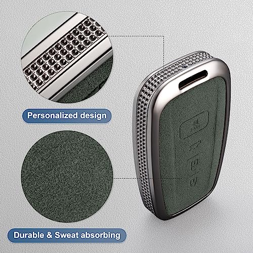YO&YOYE Compatible with Toyota Key Fob Cover with Keychain Leather Key Case Protector for 2018-2022 Camry RAV4 Highlander C-HR Prius Corolla Avalon GT86 Smart Key (Model1, Green) - Image 4