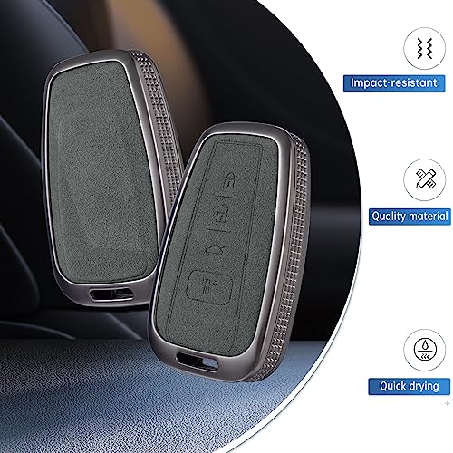 YO&YOYE Compatible with Toyota Key Fob Cover with Keychain Leather Key Case Protector for 2018-2022 Camry RAV4 Highlander C-HR Prius Corolla Avalon GT86 Smart Key (Model1, Green) - Image 3